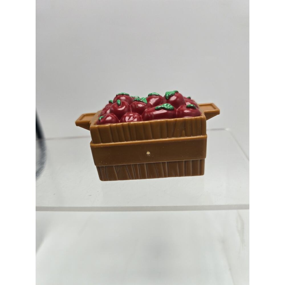 Fisher Price Little People Red Apples Food Crate Brown Bin For Farm Ark Zoo Rare